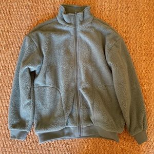Urban outfitters teal fleece zip up jacket.
